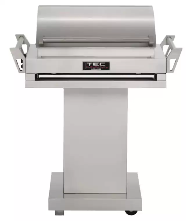 TEC G-Sport FR Natural Gas Grill On Stainless Steel Pedestal with Right Side Shelf