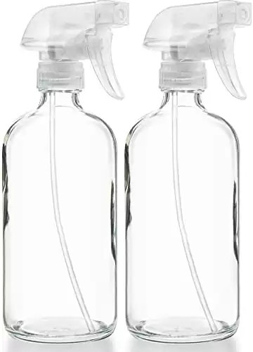 Clear Glass Spray Bottles - Refillable 16 oz Spritzers for Kitchen, Misting Plants, & More
