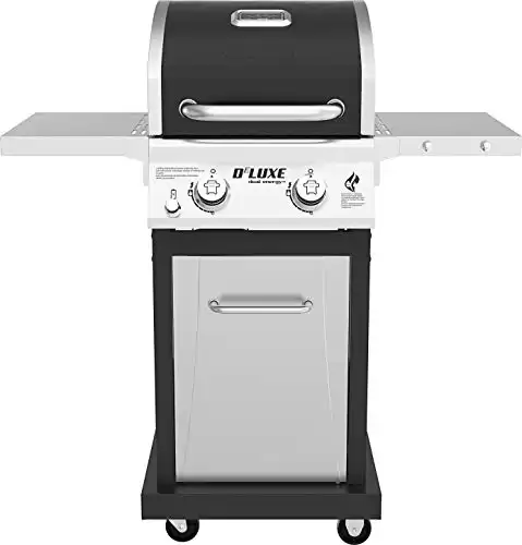 Nexgrill 720-0864RA Premium 2 Burner Propane Barbecue Gas Grill, Outdoor Cooking, Patio, Garden Barbecue Grill, 28000 BTUs, Foldable Side Table, with Full Stainless Steel Control panel