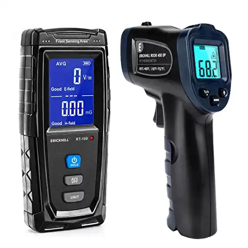 ERICKHILL EMF Meter RT-100 and Infrared Thermometer Rook400 and Meat Thermometer
