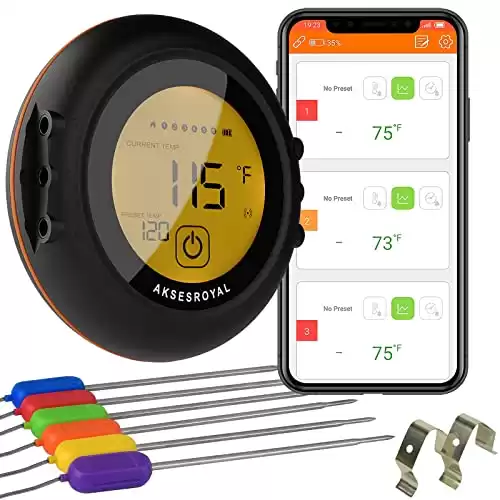 Premium Digital Wireless Meat Thermometer - with 6 Probes