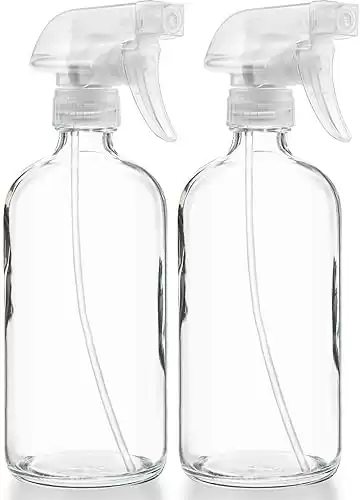 Clear Glass Spray Bottles - Refillable 16 oz Spritzers for Kitchen, Misting Plants, & More