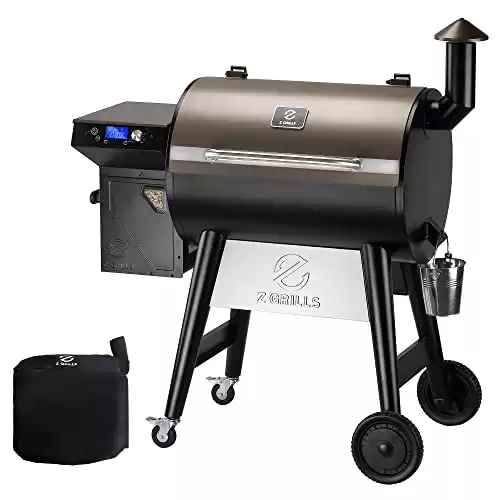 Z GRILLS Wood Pellet Grill Smoker with PID 2.0 Controller, 700 Cooking Area, Meat Probes, Rain Cover for Outdoor BBQ, 7002C