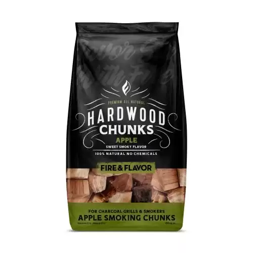 Fire & Flavor Apple Wood Chunks for Smoking and Grilling – All-Natural, Long-Lasting with a Mildly Sweet Flavor – Large Chunk Wood Chips for Smokers,Green 4 Pounds
