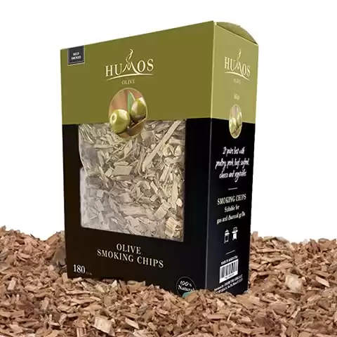 HUMOS Olive Smoking Wood Chips for BBQ, Smoker, Kamado and Gas, Charcoal & Electric Grill (Olive)