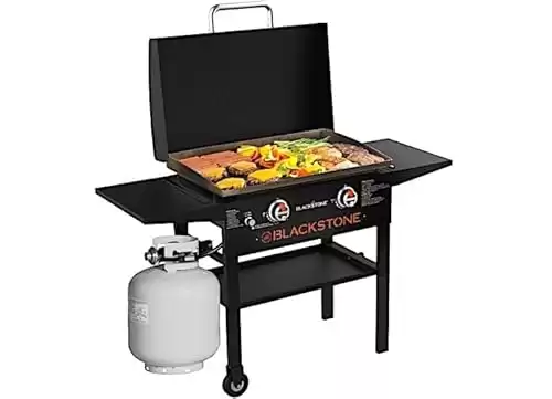 Blackstone 1883 Gas Hood & Side Shelves Heavy Duty Flat Top Griddle Grill Station for Kitchen, Camping, Outdoor, Tailgating, Countertop 28 inch Black