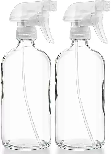 Clear Glass Spray Bottles - Refillable 16 oz Spritzers for Kitchen, Misting Plants, & More