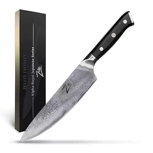 Zelite Infinity Chef Knife - 8-Inch, Damascus Japanese AUS-10 Steel