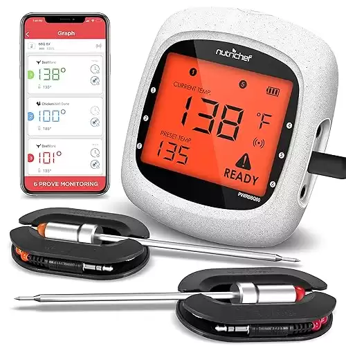 NutriChef Smart Bluetooth BBQ Grill Thermometer